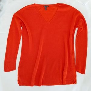 EILEEN FISHER Oversized V-neck Sweater Bright Red